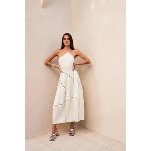 NWT Cult Gaia Sabra White One Shoulder Asymmetrical Midi Dress - Size Large